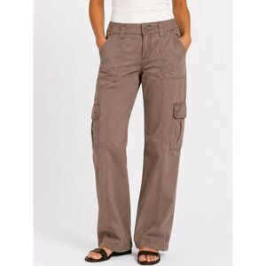 Hollister Brown Cargo Utility Pants Mid Rise Relaxed Boot W28 Long
